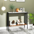 36 Inch Console Table 2-Tier Industrial Foyer Table with Sintered Stone Tabletop - Multicolor - Console Tables
