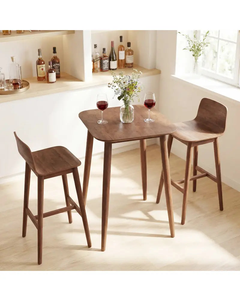 36 Inch Counter Height Bar Table Wooden High Top Pub Table with Solid Rubber Wood Legs-Walnut - Walnut - Bar Tables