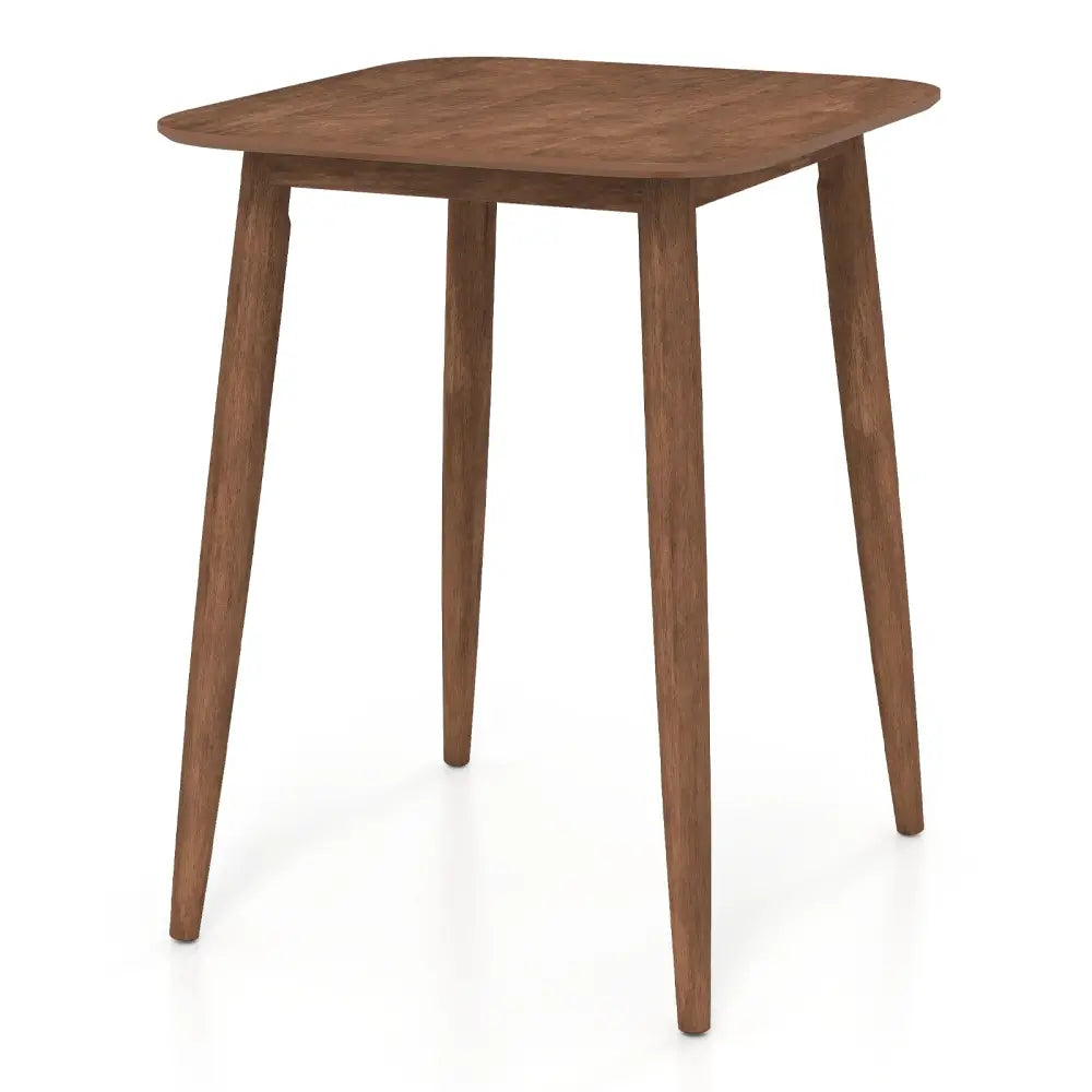 36 Inch Counter Height Bar Table Wooden High Top Pub Table with Solid Rubber Wood Legs-Walnut - Walnut - Bar Tables