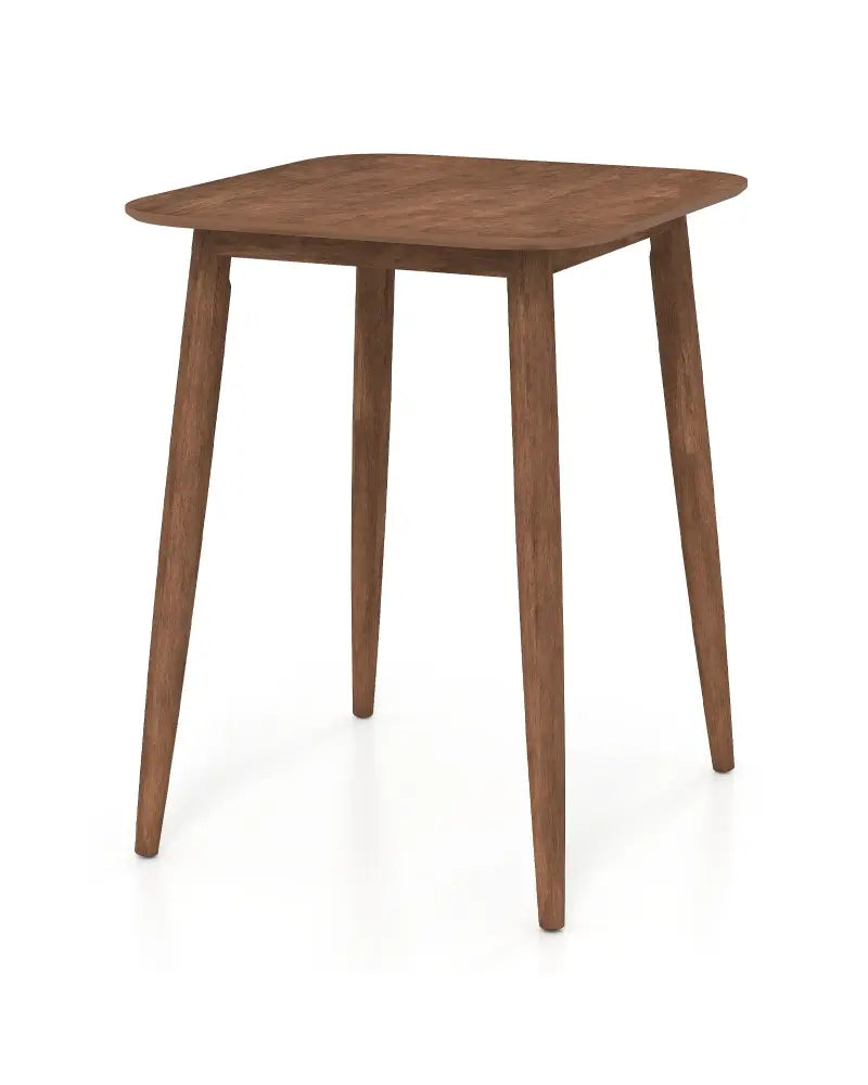 36 Inch Counter Height Bar Table Wooden High Top Pub Table with Solid Rubber Wood Legs-Walnut - Walnut - Bar Tables