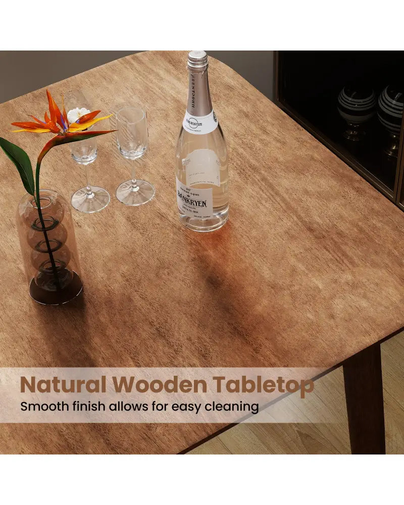 36 Inch Counter Height Bar Table Wooden High Top Pub Table with Solid Rubber Wood Legs-Walnut - Walnut - Bar Tables