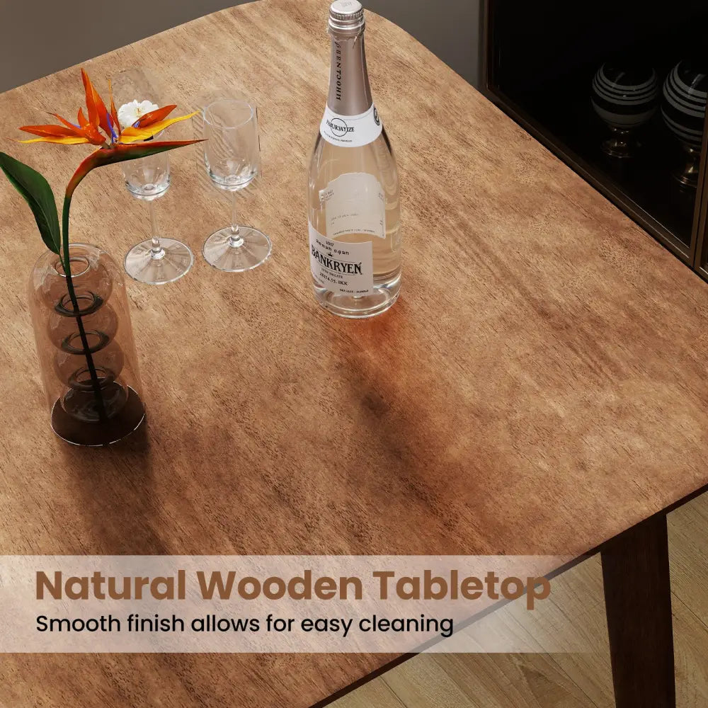 36 Inch Counter Height Bar Table Wooden High Top Pub Table with Solid Rubber Wood Legs-Walnut - Walnut - Bar Tables