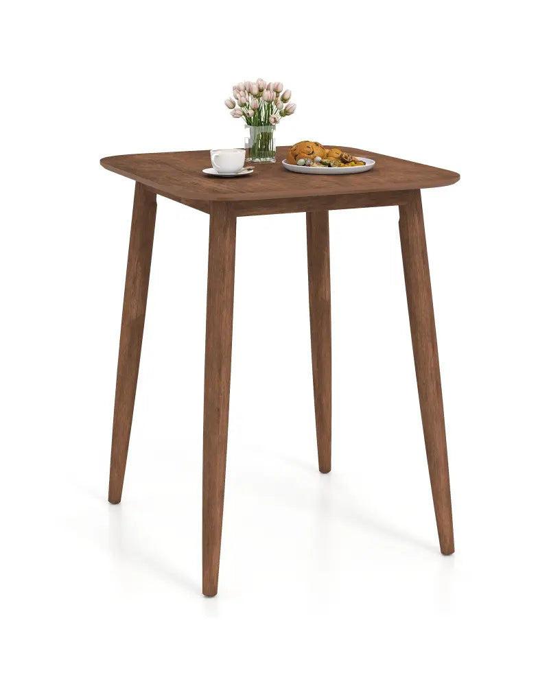 36 Inch Counter Height Bar Table Wooden High Top Pub Table with Solid Rubber Wood Legs-Walnut - Walnut - Bar Tables