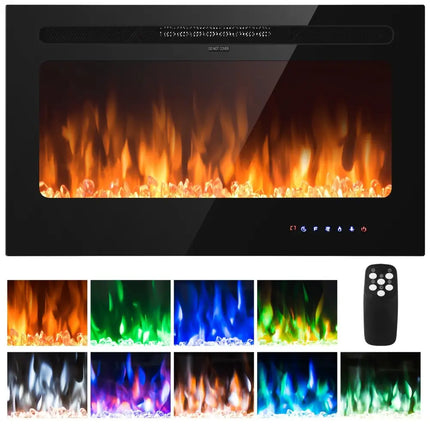 36 Inch Electric Fireplace Insert Wall Mounted with Timer - Oasis Home Essentials