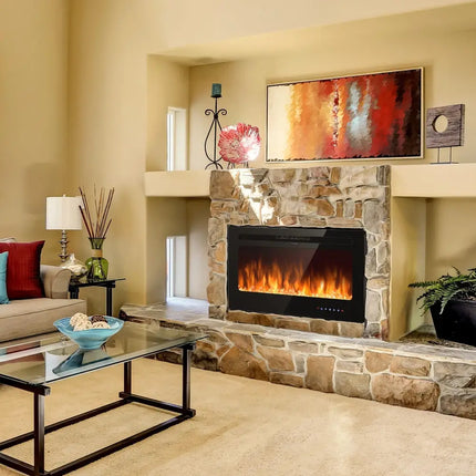 36 Inch Electric Fireplace Insert Wall Mounted with Timer - Oasis Home Essentials