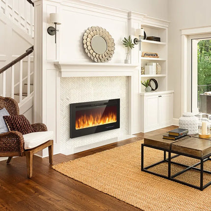 36 Inch Electric Fireplace Insert Wall Mounted with Timer - Oasis Home Essentials