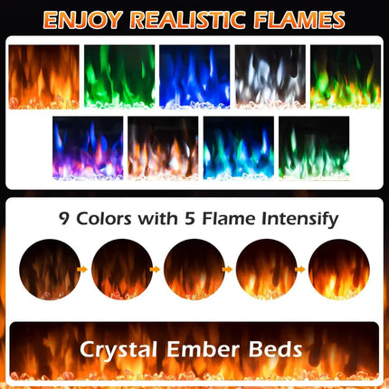 36 Inch Electric Fireplace Insert Wall Mounted with Timer - Oasis Home Essentials