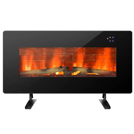 36 Inch Electric Wall Mounted Freestanding Fireplace with Remote Control - Black - Oasis Home Essentials