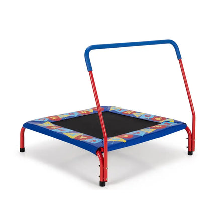 36 Inch Kids Indoor Outdoor Square Trampoline with Foamed Handrail-Blue - Blue - Trampolines