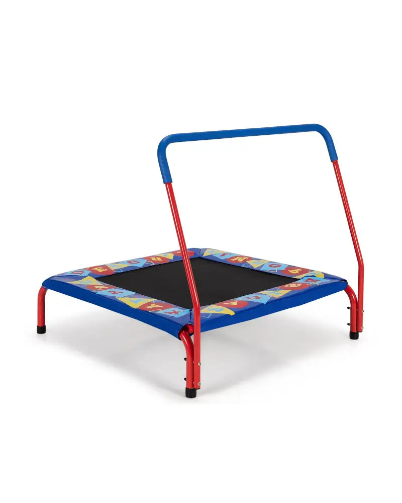 36 Inch Kids Indoor Outdoor Square Trampoline with Foamed Handrail-Blue - Blue - Trampolines
