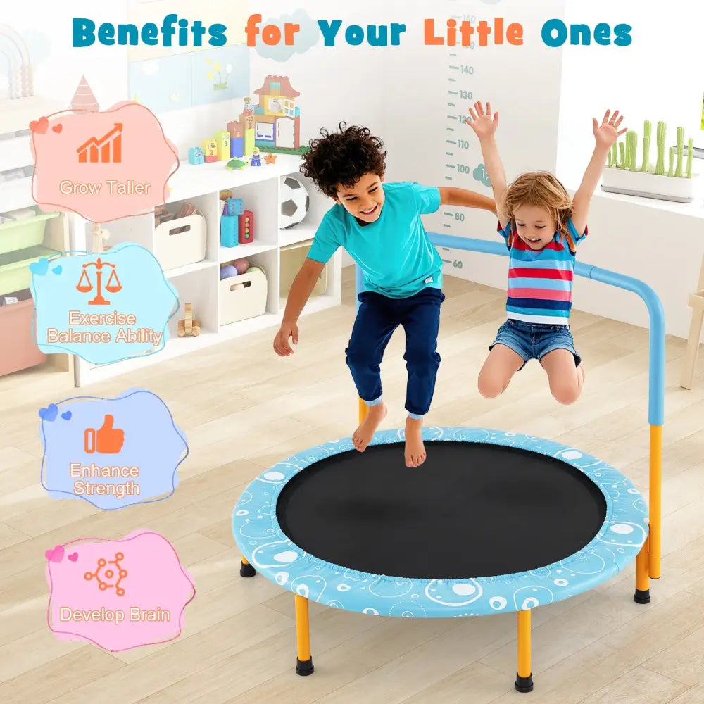 36 Inch Kids Trampoline Mini Rebounder with Full Covered Handrail-Orange - Orange - Trampolines