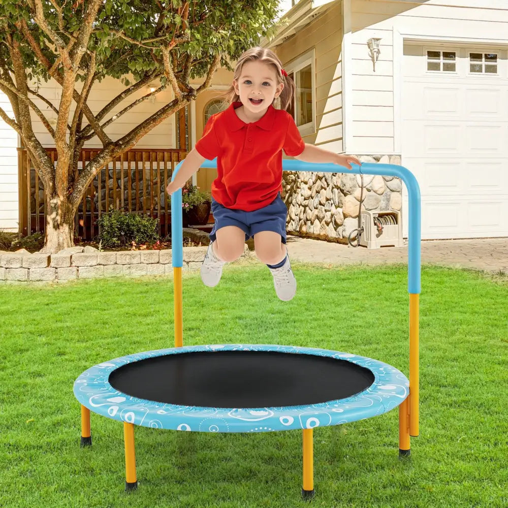 36 Inch Kids Trampoline Mini Rebounder with Full Covered Handrail-Orange - Orange - Trampolines