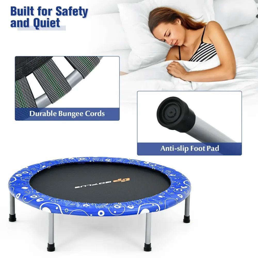 36 Inch Kids Trampoline Mini Rebounder with Full Covered Handrail -Blue - Blue - Trampolines