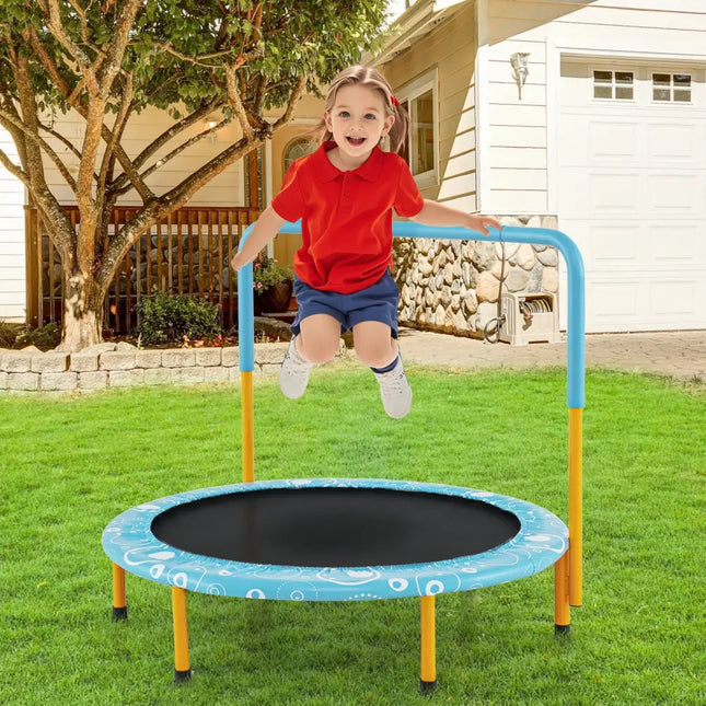36 Inch Kids Trampoline Mini Rebounder with Full Covered Handrail-Orange - Orange - Trampolines