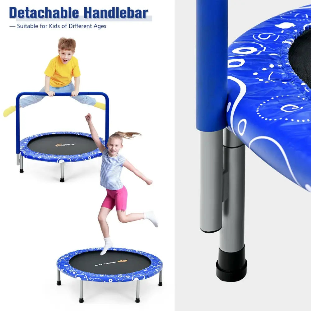 36 Inch Kids Trampoline Mini Rebounder with Full Covered Handrail -Blue - Blue - Trampolines