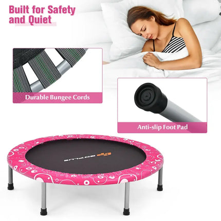36 Inch Kids Trampoline Mini Rebounder with Full Covered Handrail -Pink - Pink - Trampolines