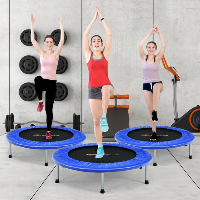 36 Inch Mini Folding Trampoline Portable Recreational Fitness Rebounder-Blue - Blue - Trampolines