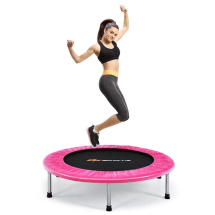 36 Inch Mini Folding Trampoline Portable Recreational Fitness Rebounder-Pink - Pink - Trampolines