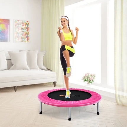 36 Inch Mini Folding Trampoline Portable Recreational Fitness Rebounder-Pink - Pink - Trampolines