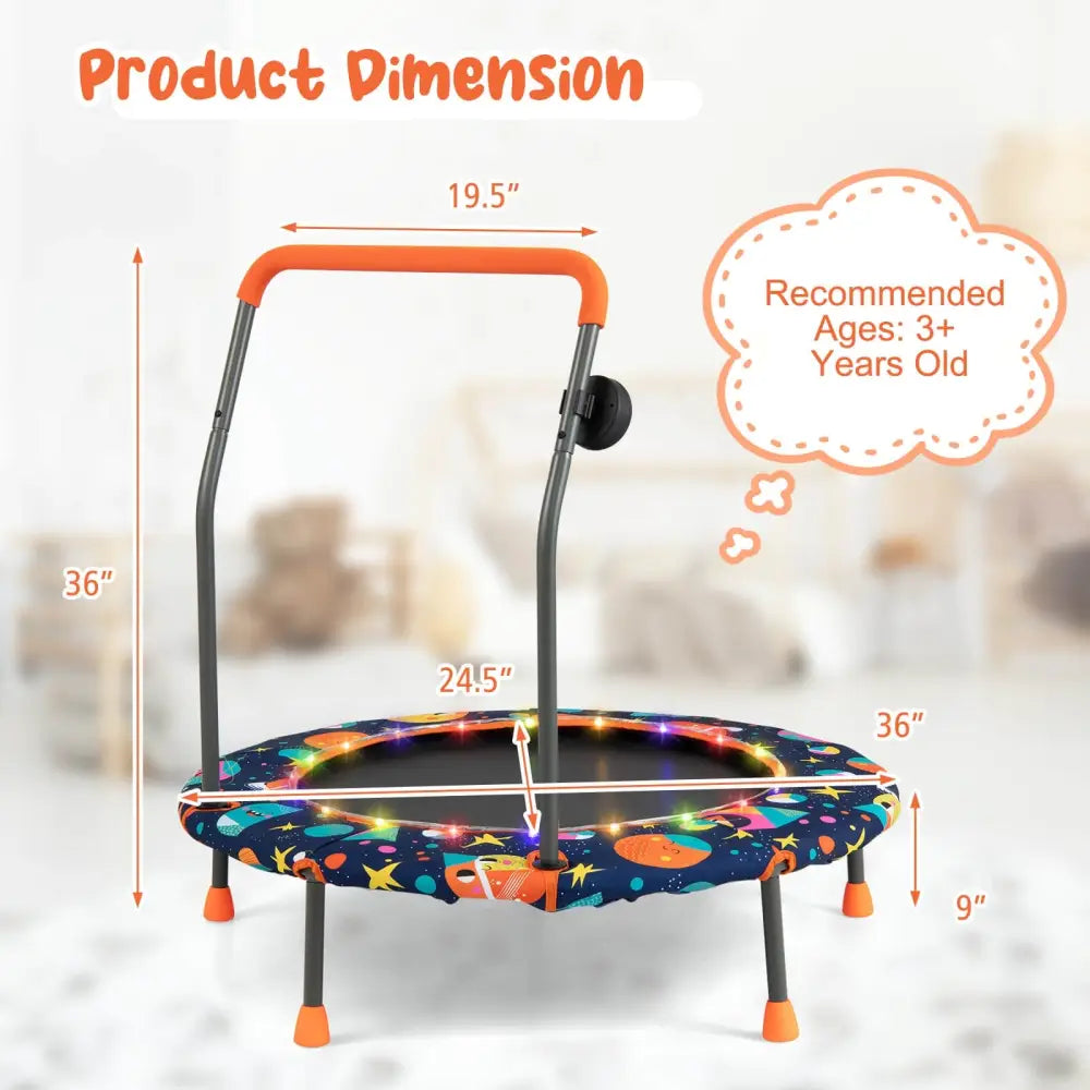 36 Inch Mini Trampoline with Colorful LED Lights and Bluetooth Speaker-Multicolor - Multicolor - Trampolines