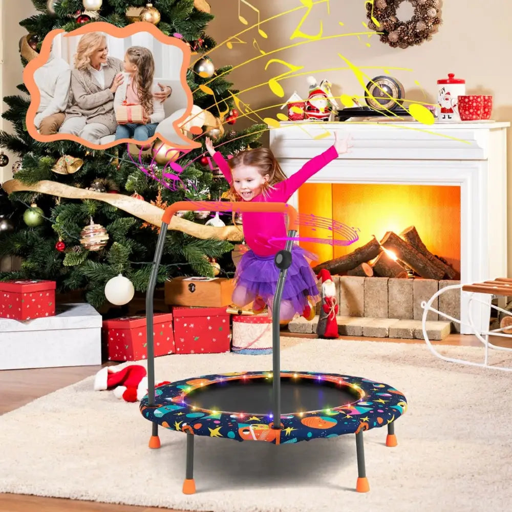 36 Inch Mini Trampoline with Colorful LED Lights and Bluetooth Speaker-Multicolor - Multicolor - Trampolines