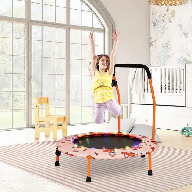 36 Inch Mini Trampoline with Colorful LED Lights and Bluetooth Speaker-Orange - Orange - Trampolines