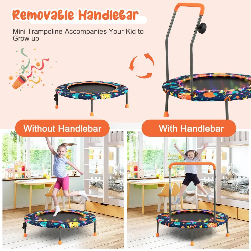 36 Inch Mini Trampoline with Colorful LED Lights and Bluetooth Speaker-Multicolor - Multicolor - Trampolines