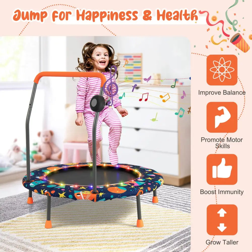 36 Inch Mini Trampoline with Colorful LED Lights and Bluetooth Speaker-Multicolor - Multicolor - Trampolines