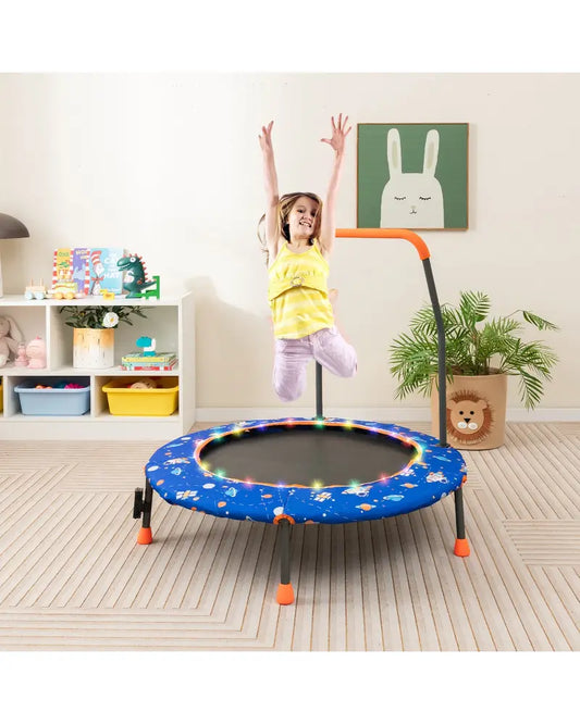 36 Inch Mini Trampoline with Colorful LED Lights and Bluetooth Speaker-Blue - Blue - Trampolines