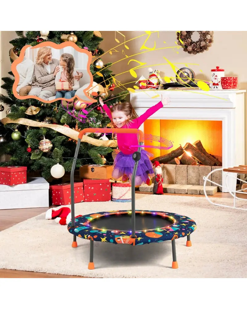 36 Inch Mini Trampoline with Colorful LED Lights and Bluetooth Speaker-Multicolor - Multicolor - Trampolines