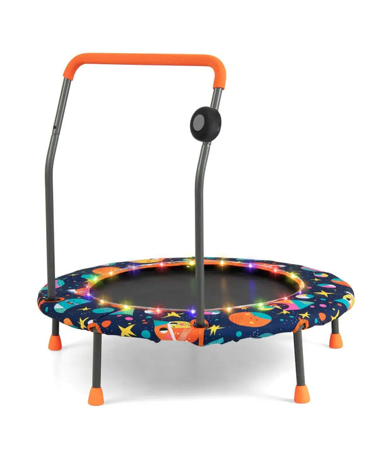 36 Inch Mini Trampoline with Colorful LED Lights and Bluetooth Speaker-Multicolor - Multicolor - Trampolines