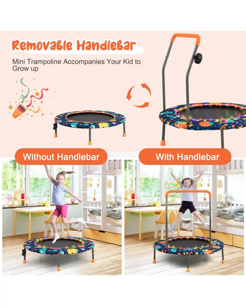 36 Inch Mini Trampoline with Colorful LED Lights and Bluetooth Speaker-Multicolor - Multicolor - Trampolines