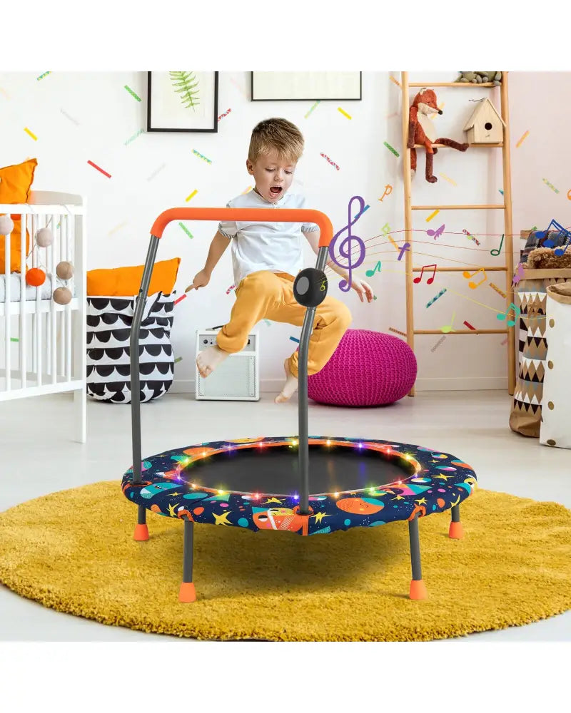 36 Inch Mini Trampoline with Colorful LED Lights and Bluetooth Speaker-Multicolor - Multicolor - Trampolines