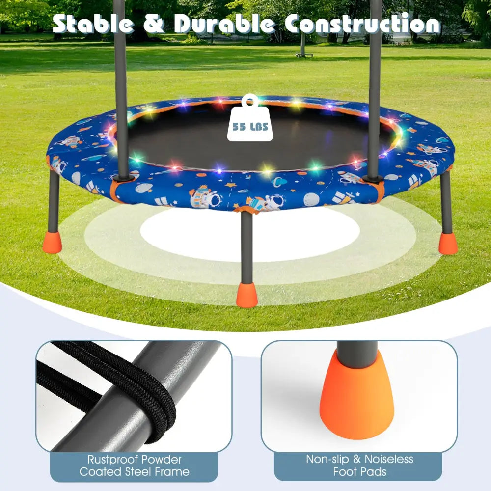 36 Inch Mini Trampoline with Colorful LED Lights and Bluetooth Speaker-Blue - Blue - Trampolines