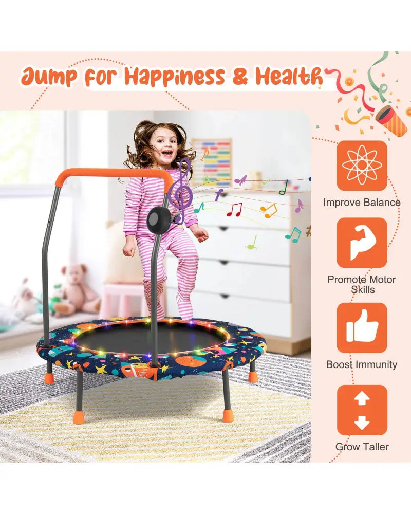 36 Inch Mini Trampoline with Colorful LED Lights and Bluetooth Speaker-Multicolor - Multicolor - Trampolines