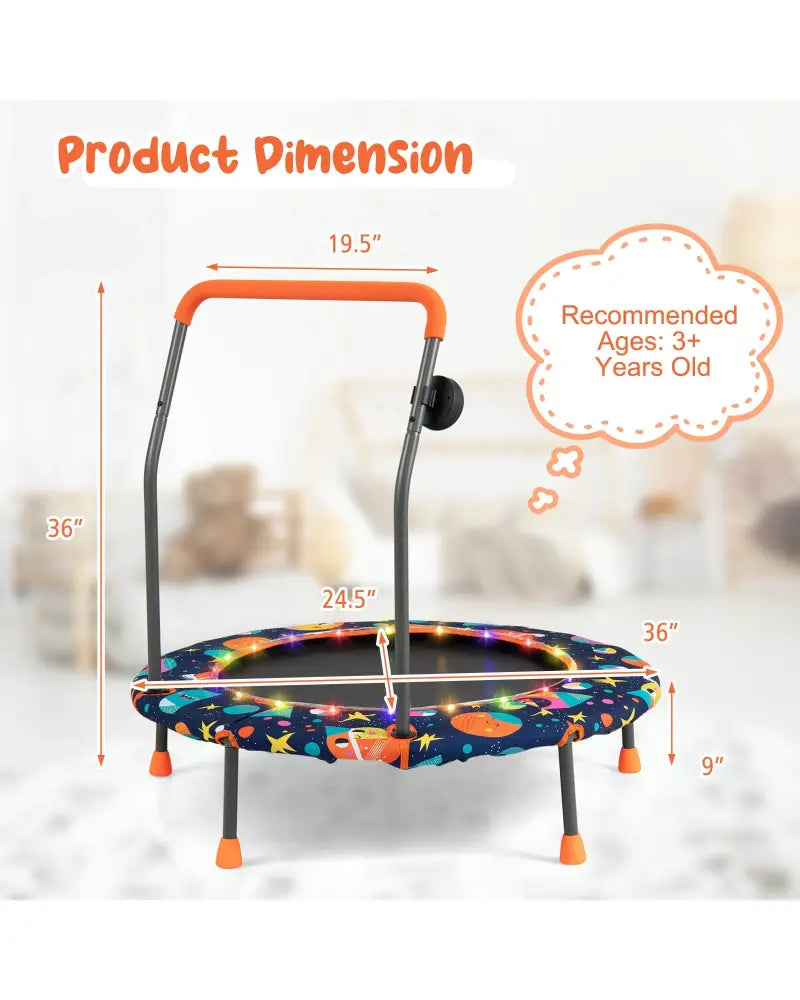 36 Inch Mini Trampoline with Colorful LED Lights and Bluetooth Speaker-Multicolor - Multicolor - Trampolines