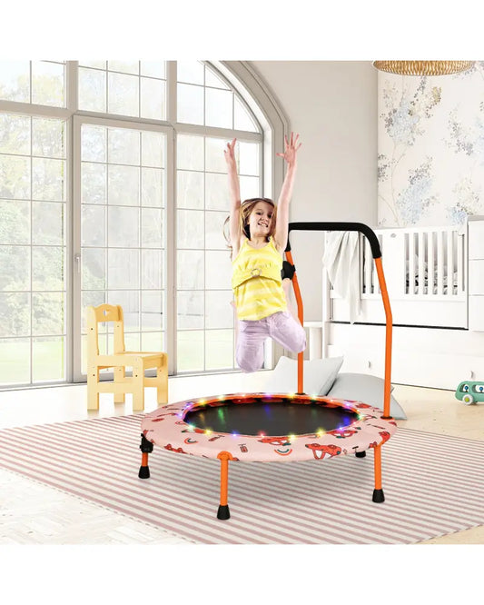 36 Inch Mini Trampoline with Colorful LED Lights and Bluetooth Speaker-Orange - Orange - Trampolines