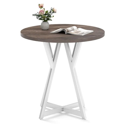 36 Inch Round Dining Table with Metal Pedestal Base-Natural Costway