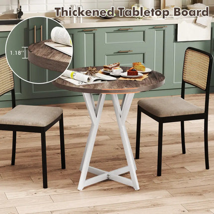 36 Inch Round Dining Table with Metal Pedestal Base-Natural Costway