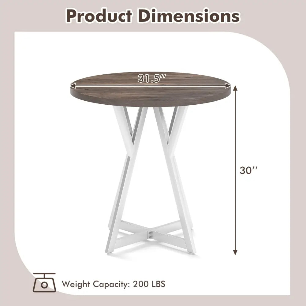 36 Inch Round Dining Table with Metal Pedestal Base-Natural - Natural - Dining Tables
