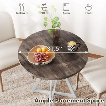36 Inch Round Dining Table with Metal Pedestal Base-Natural Costway