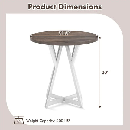 36 Inch Round Dining Table with Metal Pedestal Base-Natural Costway