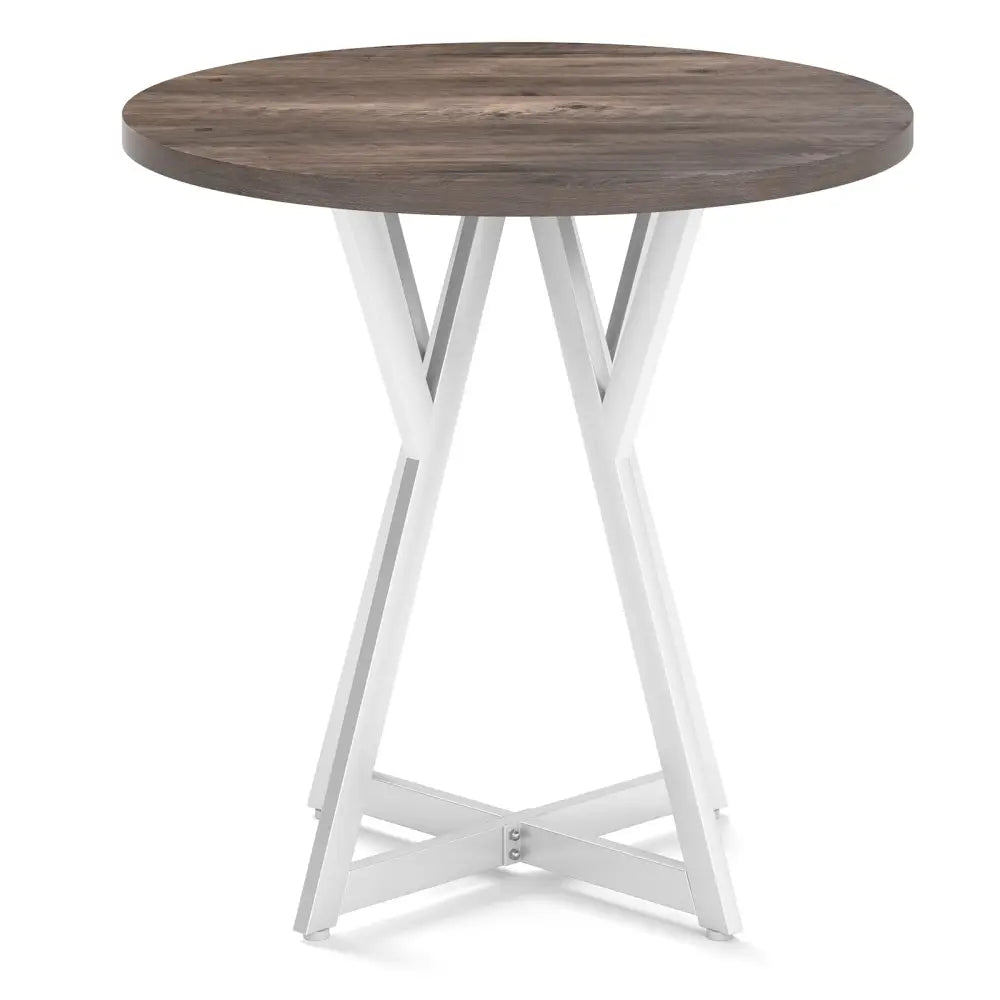 36 Inch Round Dining Table with Metal Pedestal Base-Natural - Natural - Dining Tables