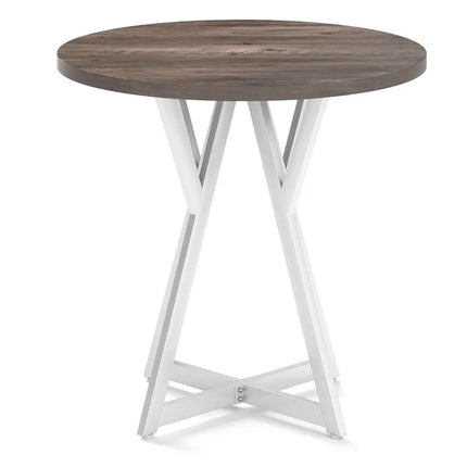 36 Inch Round Dining Table with Metal Pedestal Base-Natural Costway