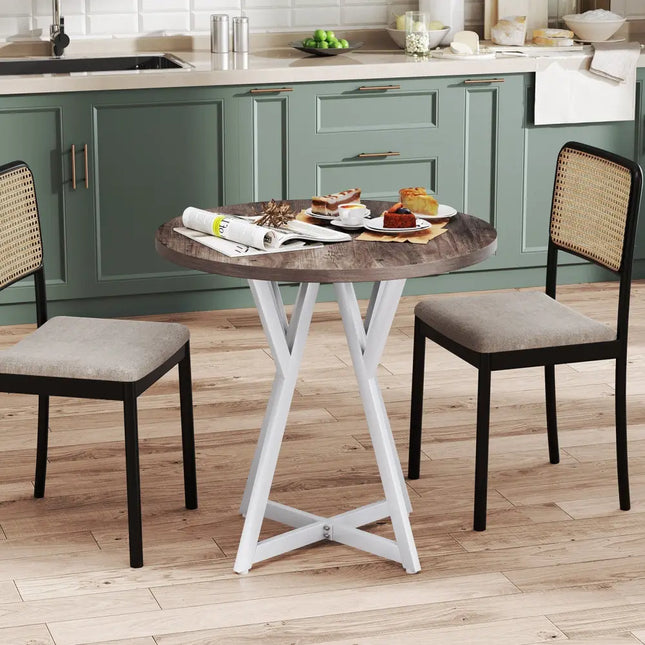 36 Inch Round Dining Table with Metal Pedestal Base-Natural Costway