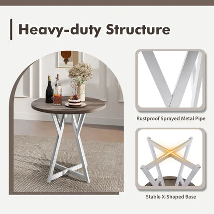 36 Inch Round Dining Table with Metal Pedestal Base-Natural Costway