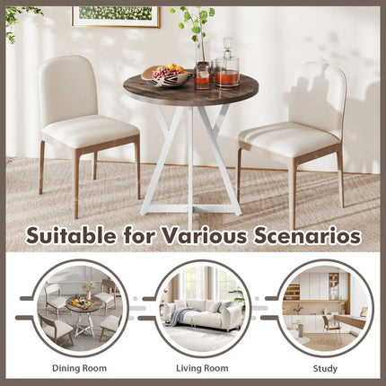 36 Inch Round Dining Table with Metal Pedestal Base-Natural Costway
