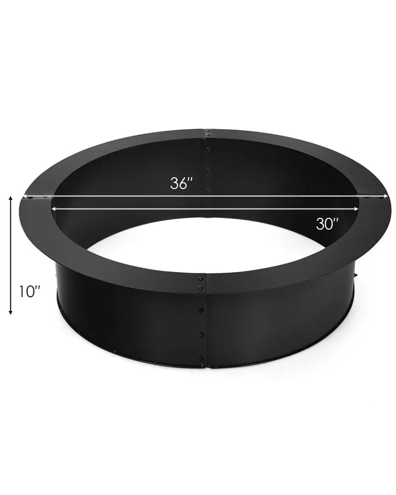 36 inch Round Steel Fire Pit Ring Line for Outdoor Backyard - Black - Fire Pits