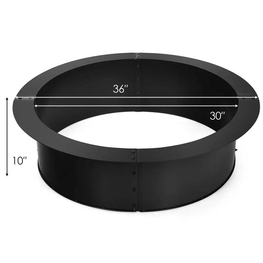 36 inch Round Steel Fire Pit Ring Line for Outdoor Backyard - Black - Fire Pits