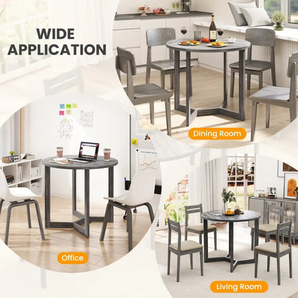 36 Inch Round Wood Dining Table for 2-4 People with Wing-shaped Pedestal Base-Black Costway
